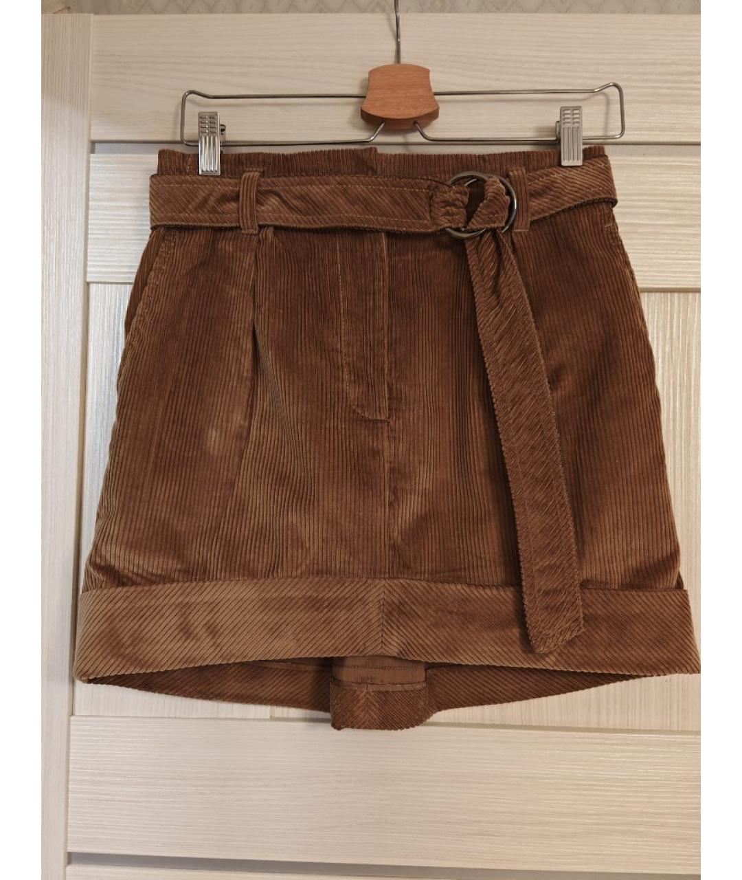 BRUNELLO CUCINELLI Золотая хлопковая юбка мини, фото 10