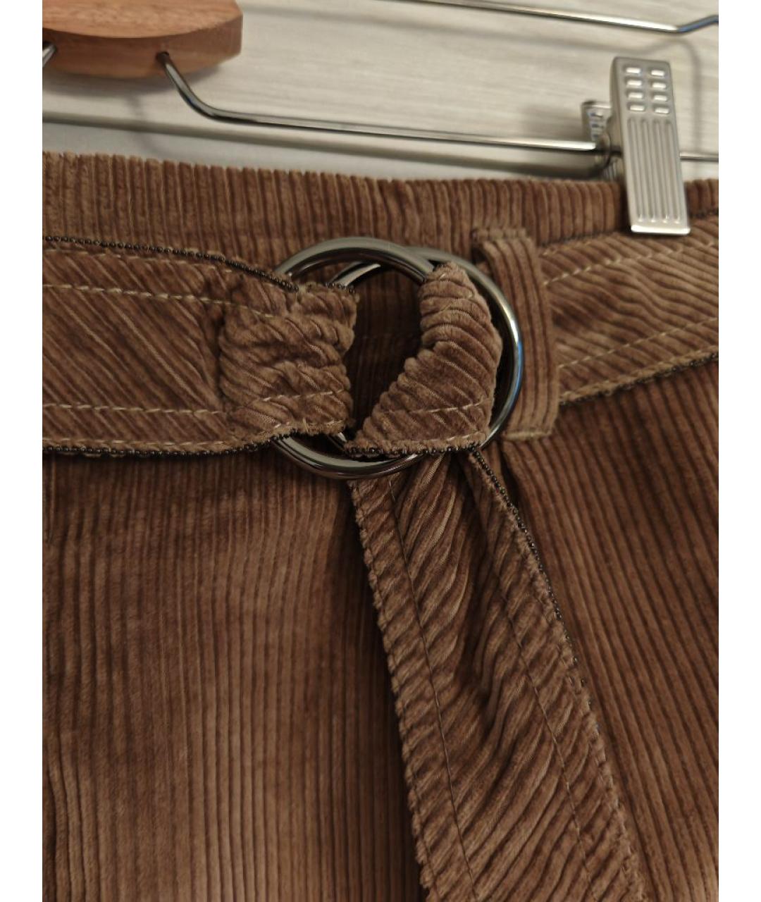 BRUNELLO CUCINELLI Золотая хлопковая юбка мини, фото 3