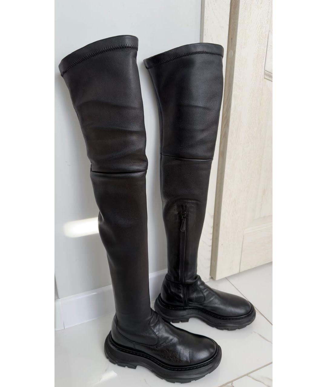 ALEXANDER MCQUEEN Черные кожаные ботфорты, фото 6
