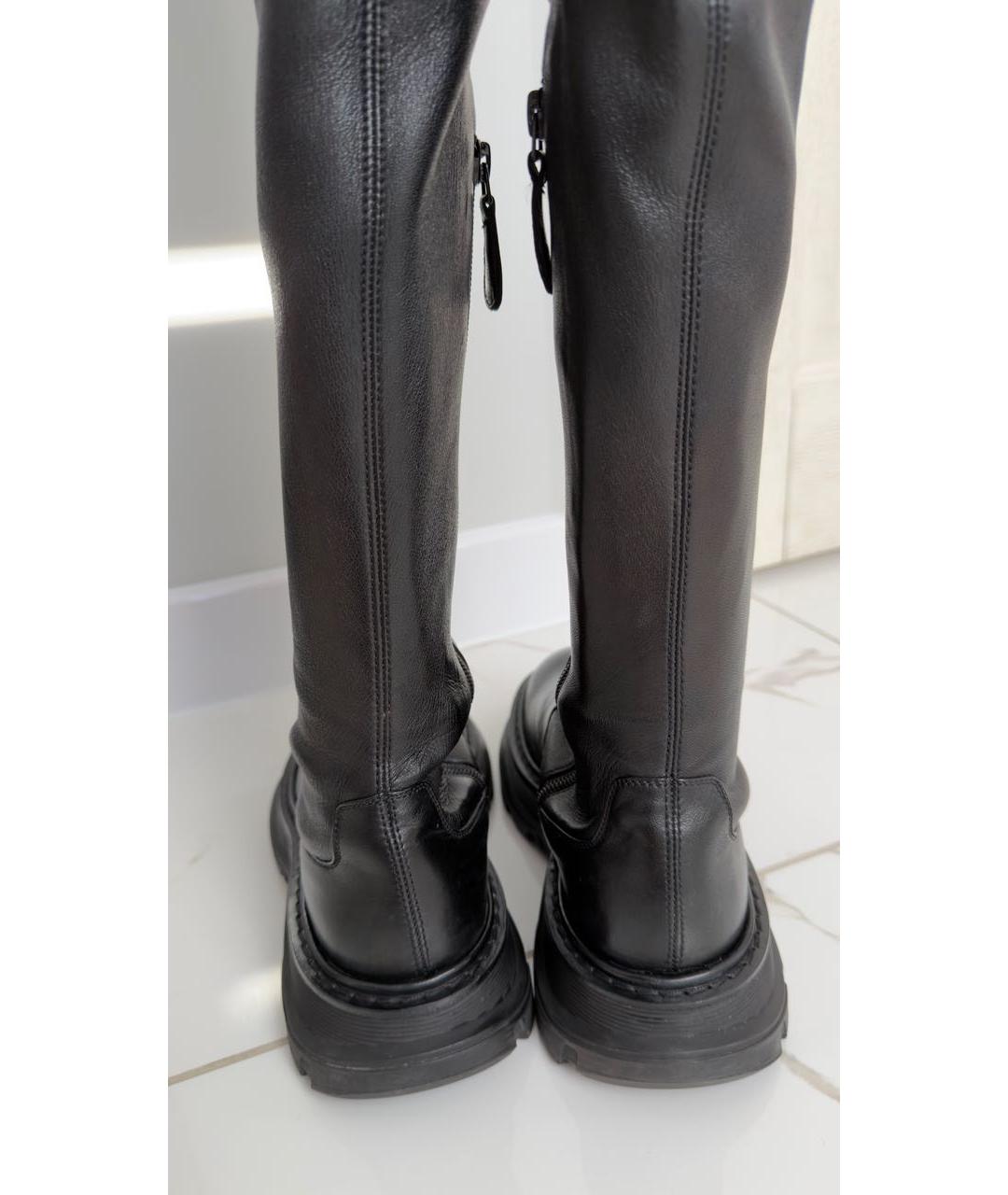 ALEXANDER MCQUEEN Черные кожаные ботфорты, фото 3
