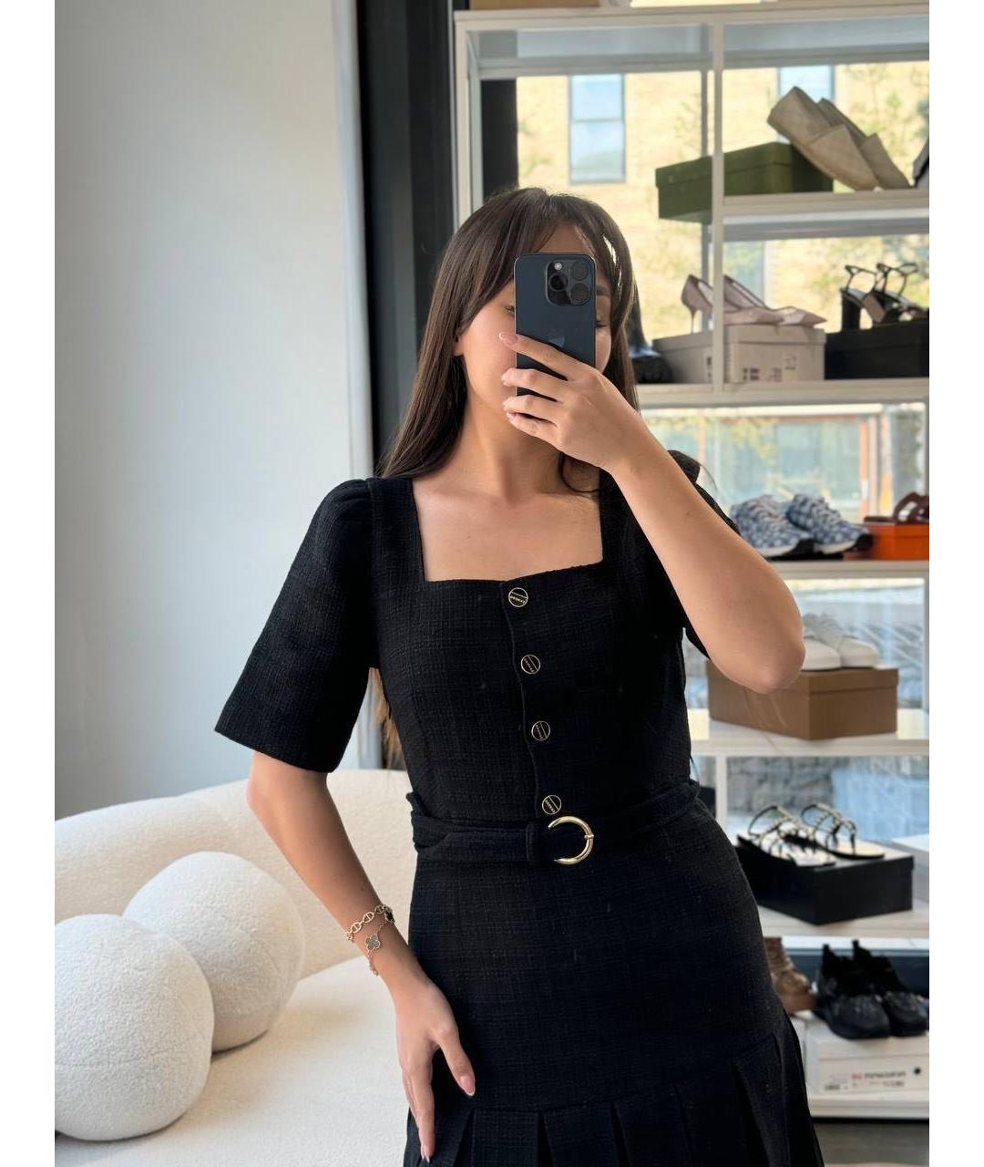 SANDRO Черное вискозное повседневное платье, фото 7