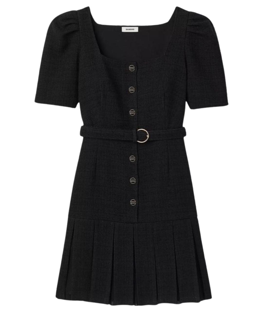 SANDRO Черное вискозное повседневное платье, фото 1