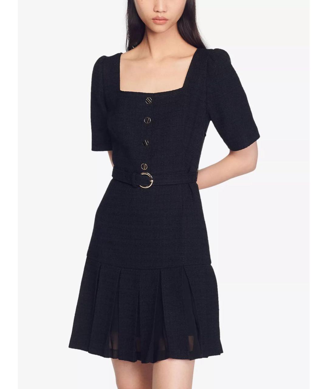 SANDRO Черное вискозное повседневное платье, фото 5