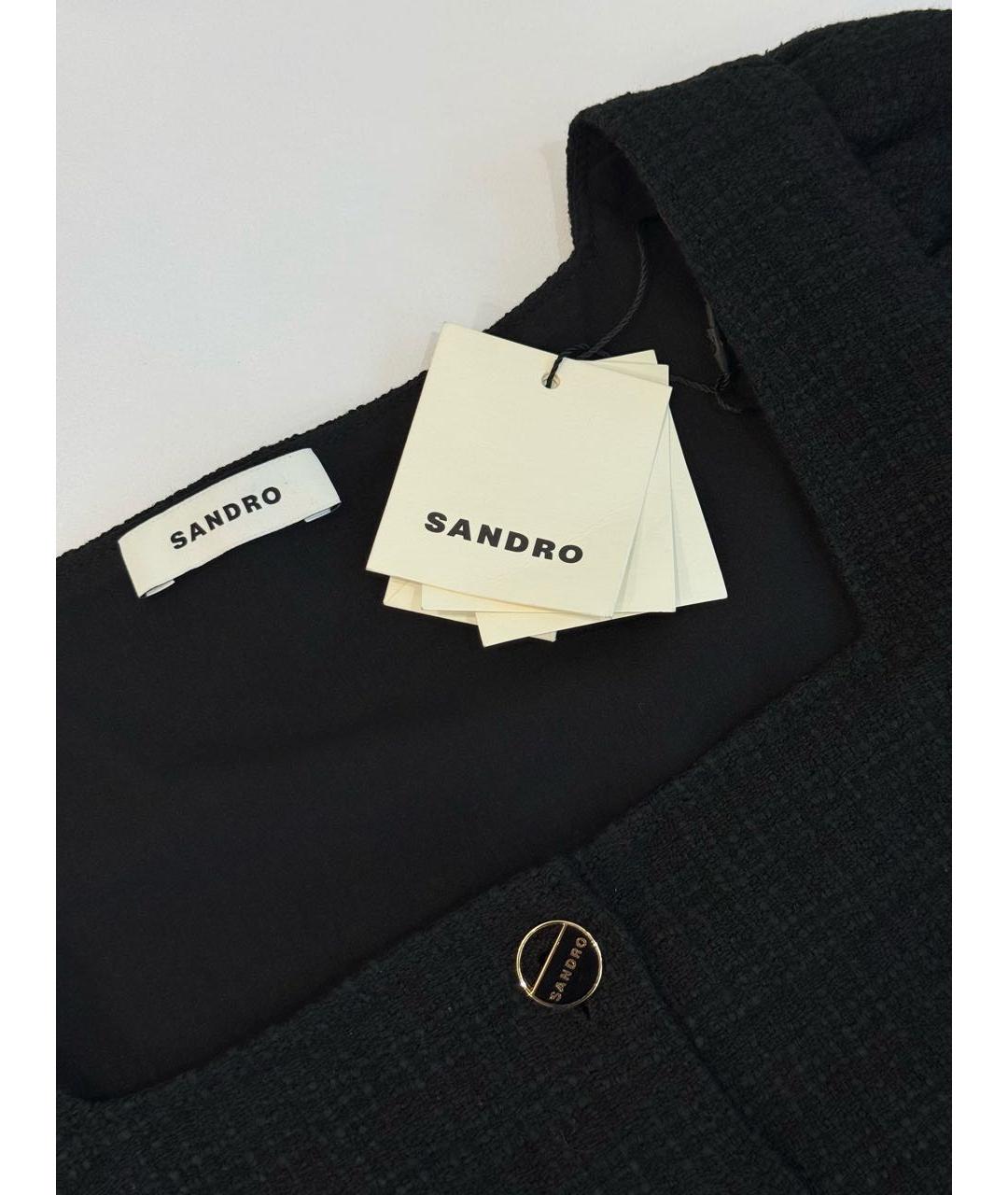 SANDRO Черное вискозное повседневное платье, фото 3