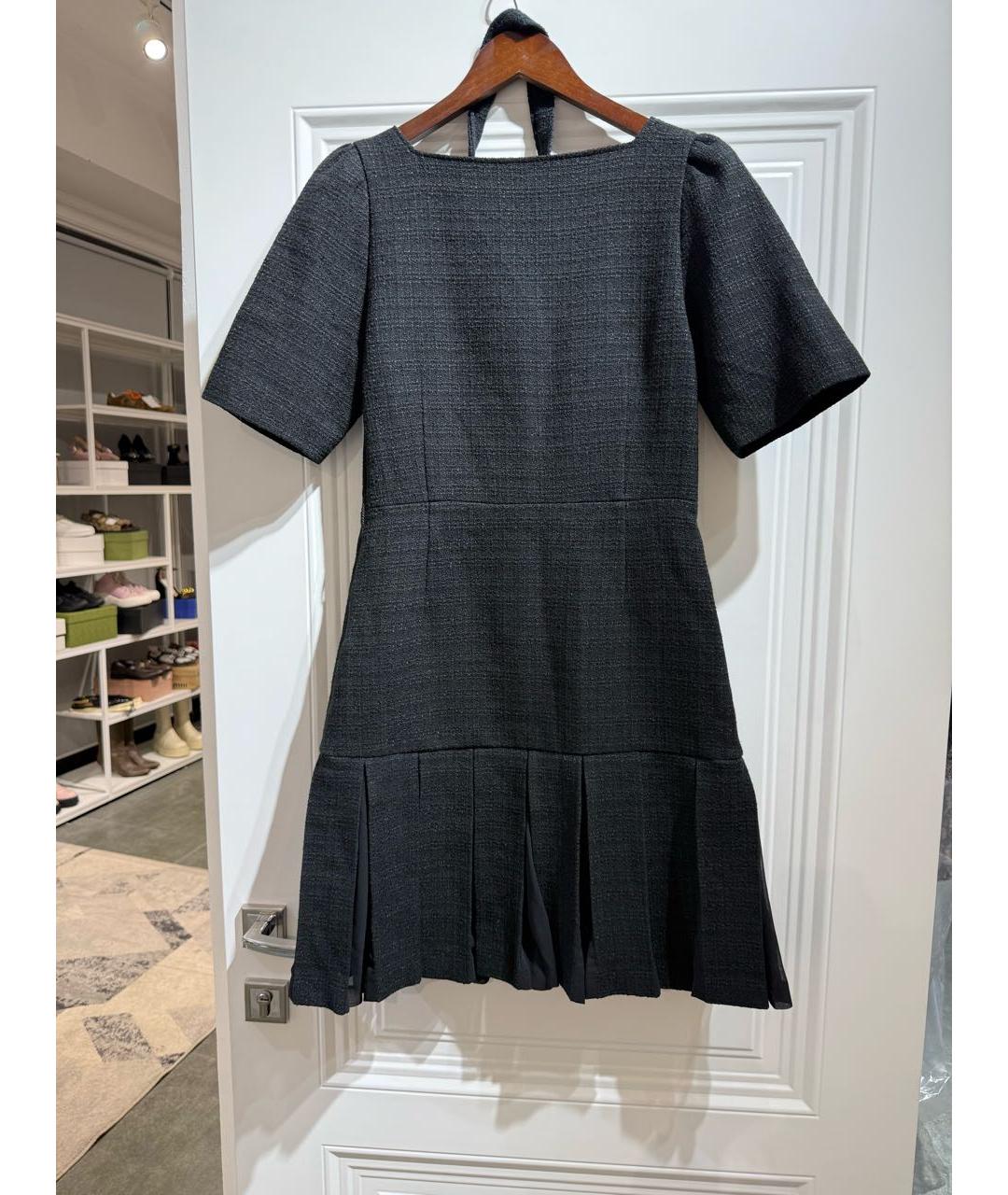 SANDRO Черное вискозное повседневное платье, фото 2