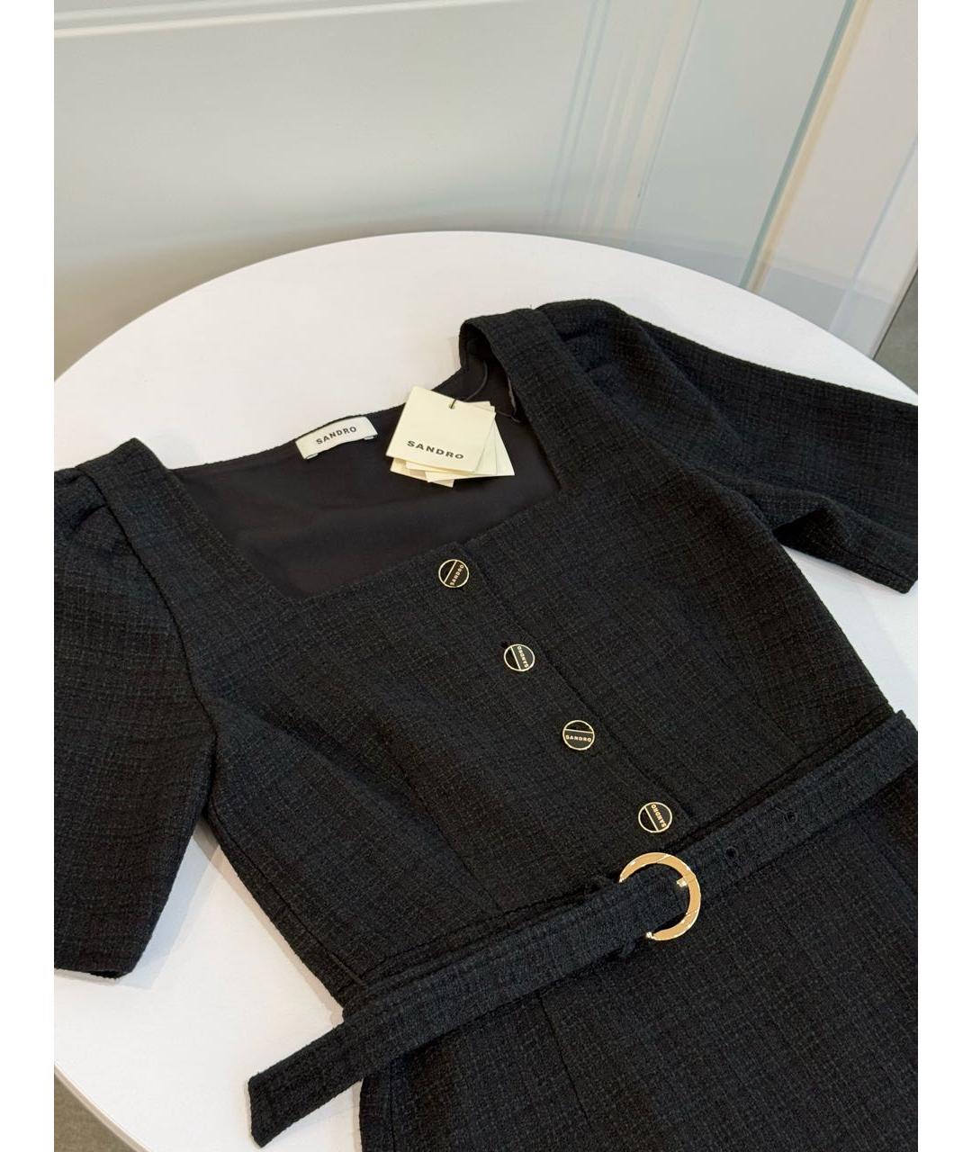 SANDRO Черное вискозное повседневное платье, фото 4