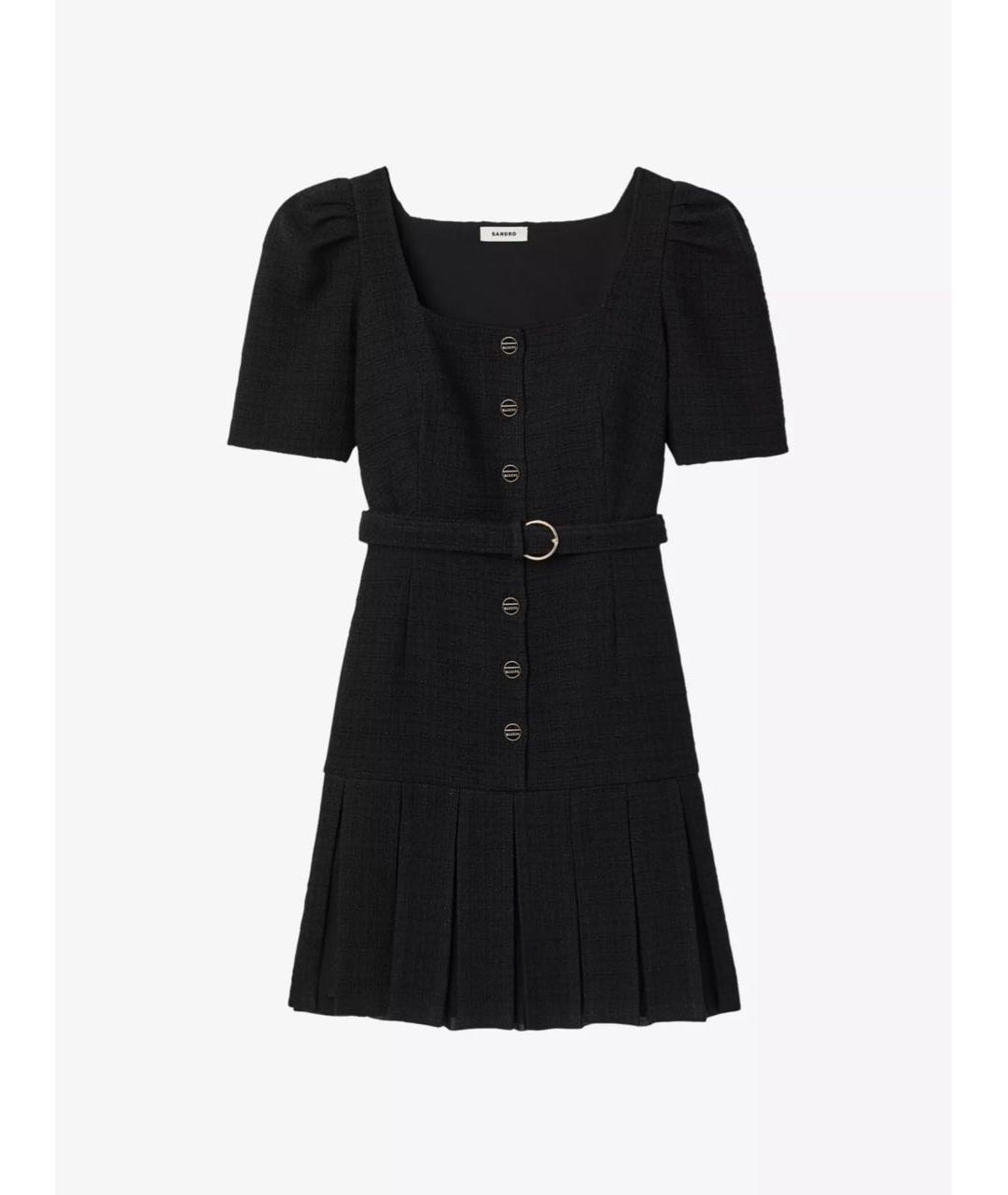 SANDRO Черное вискозное повседневное платье, фото 8