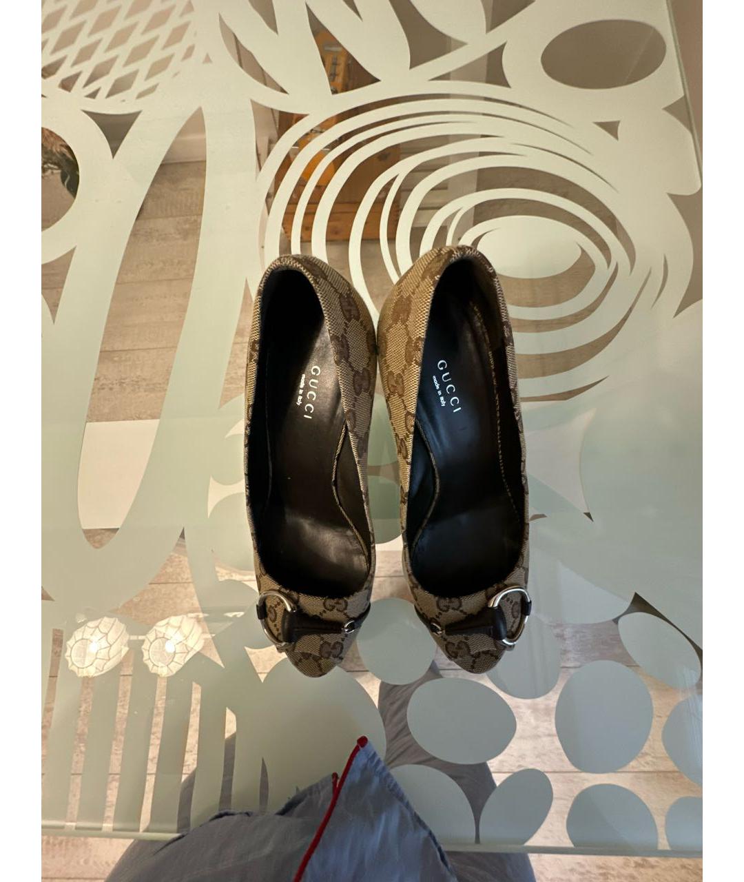 GUCCI Бежевые текстильные туфли, фото 3