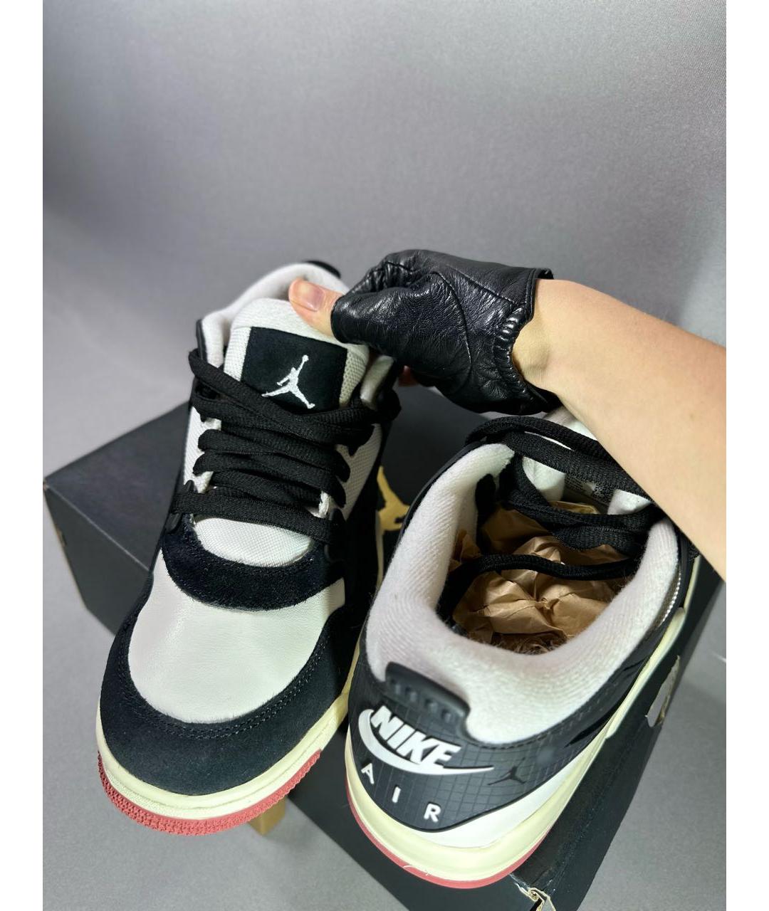 JORDAN Черные кожаные низкие кроссовки / кеды, фото 5