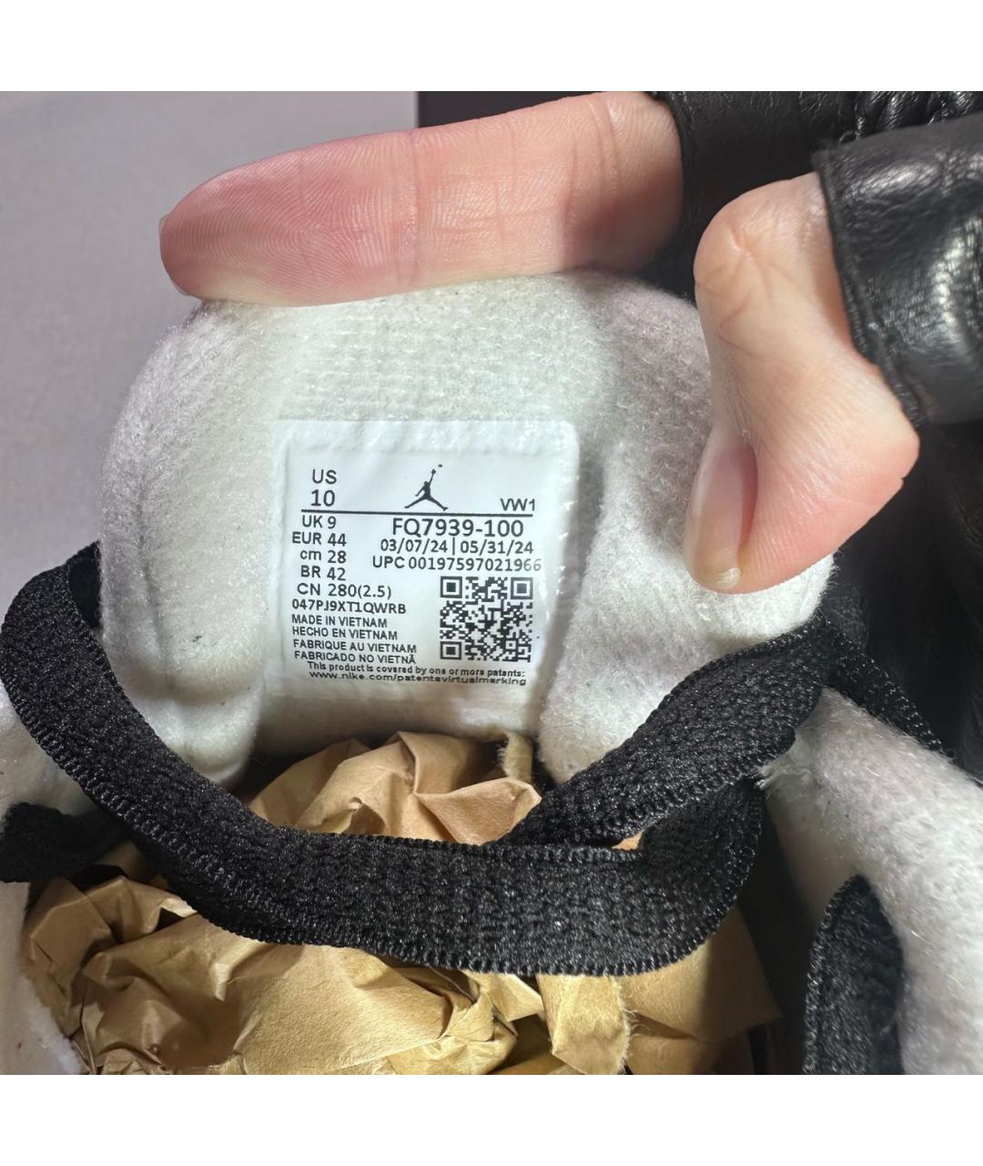 JORDAN Черные кожаные низкие кроссовки / кеды, фото 6