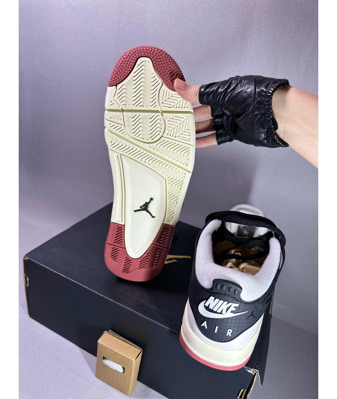 JORDAN Черные кожаные низкие кроссовки / кеды, фото 7