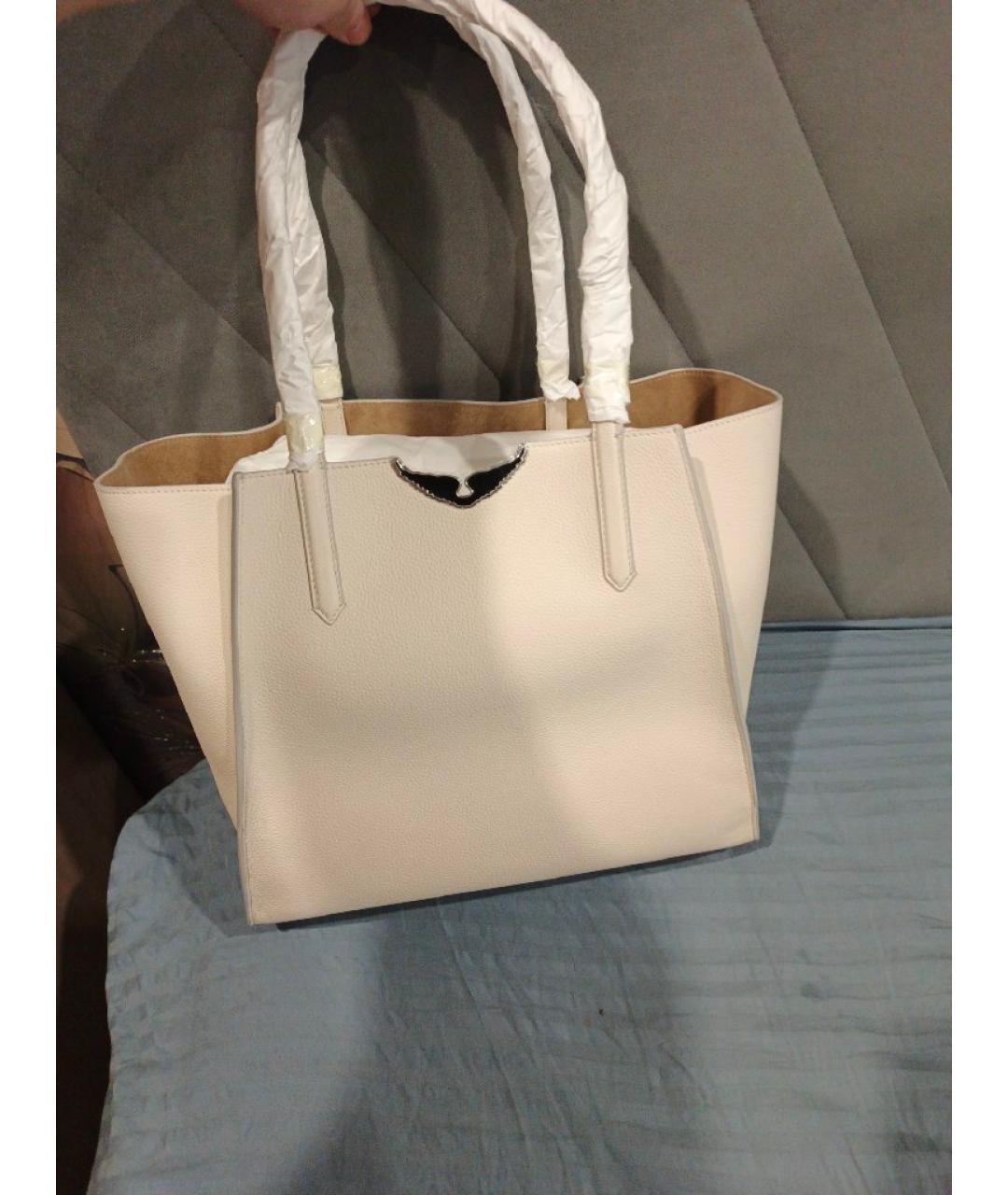 ZADIG & VOLTAIRE Белая кожаная сумка с короткими ручками, фото 6