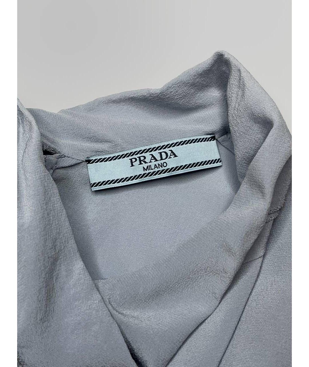 PRADA Голубая шелковая блузы, фото 3