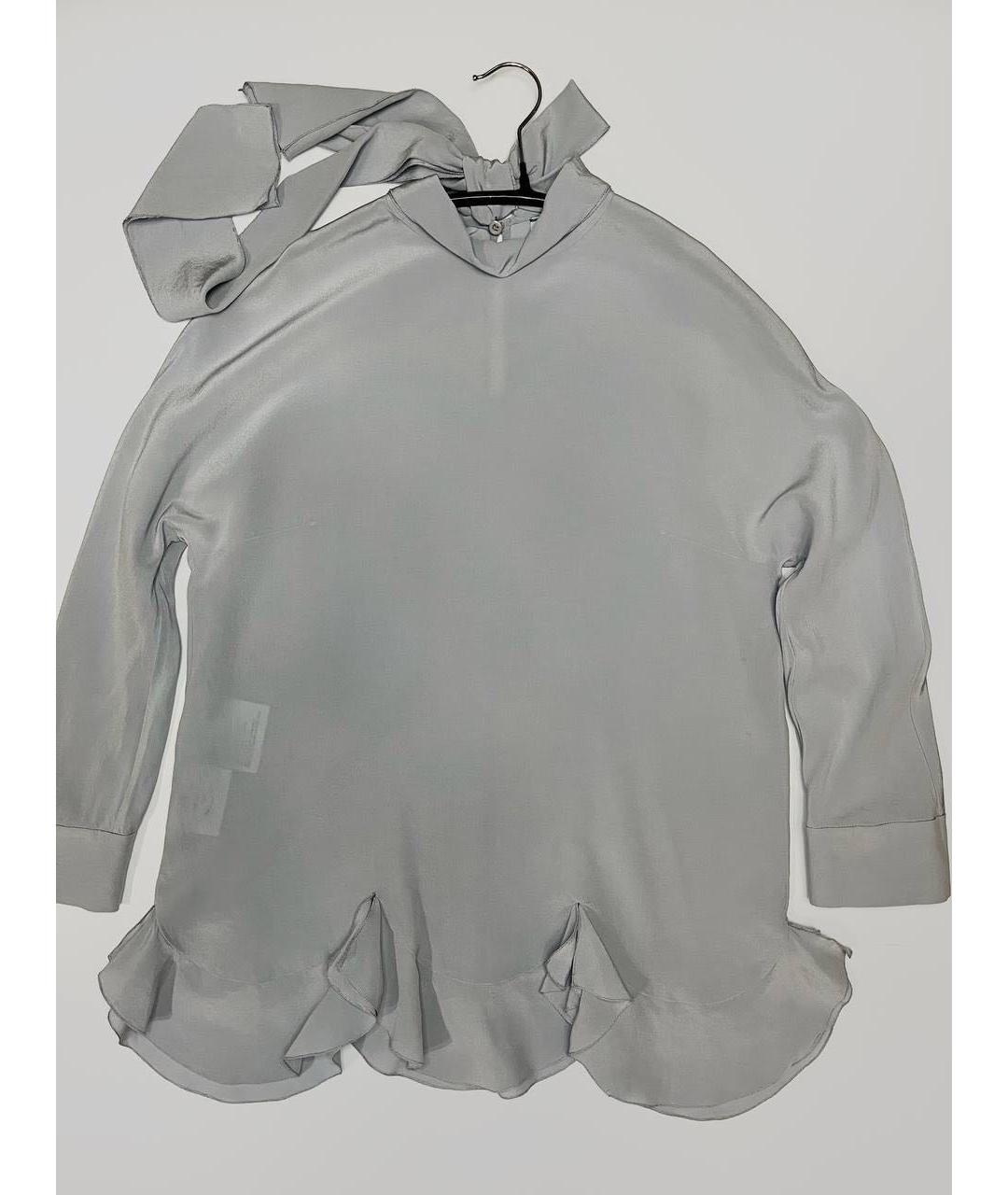 PRADA Голубая шелковая блузы, фото 5