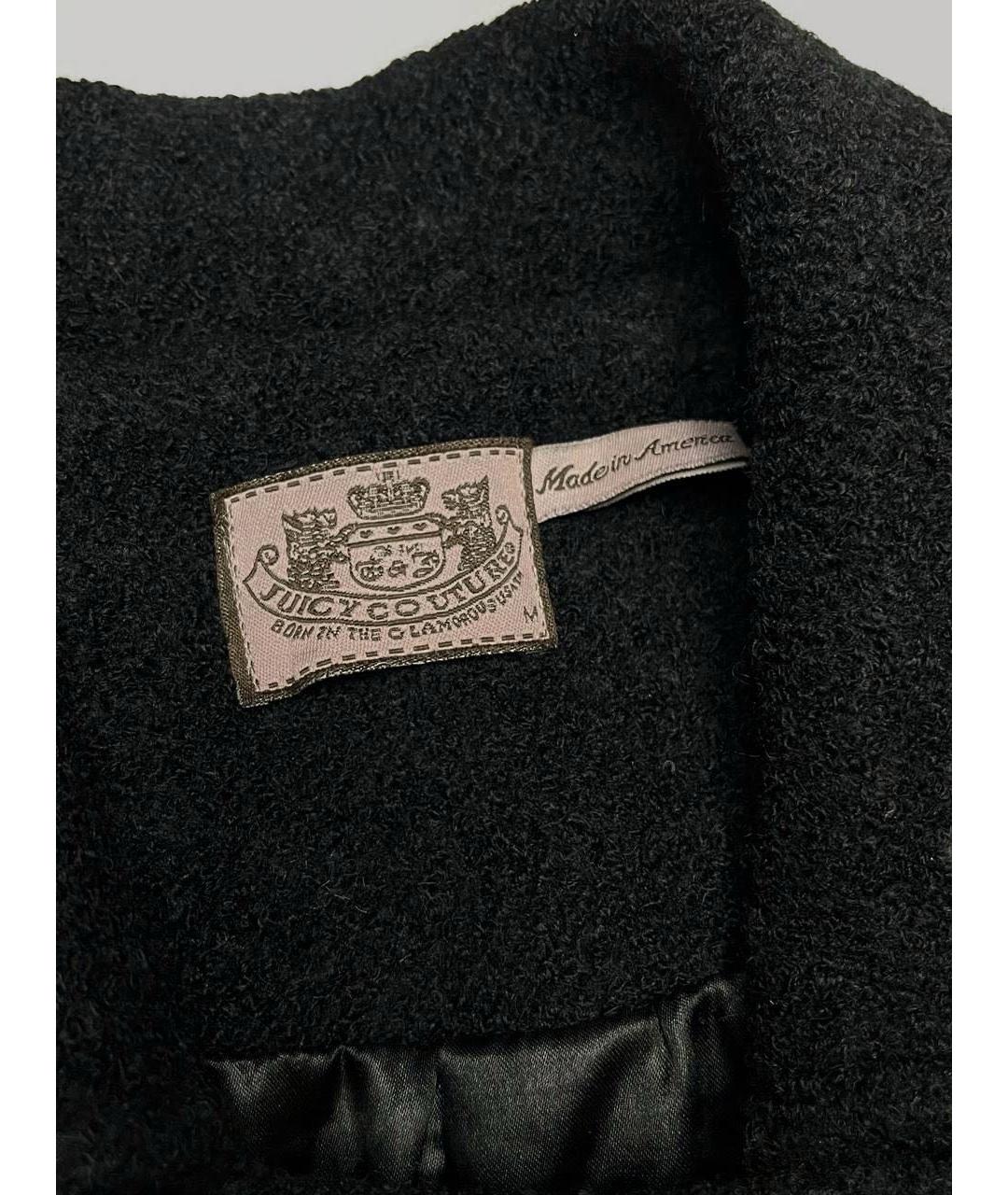 JUICY COUTURE Черное шерстяное пальто, фото 3