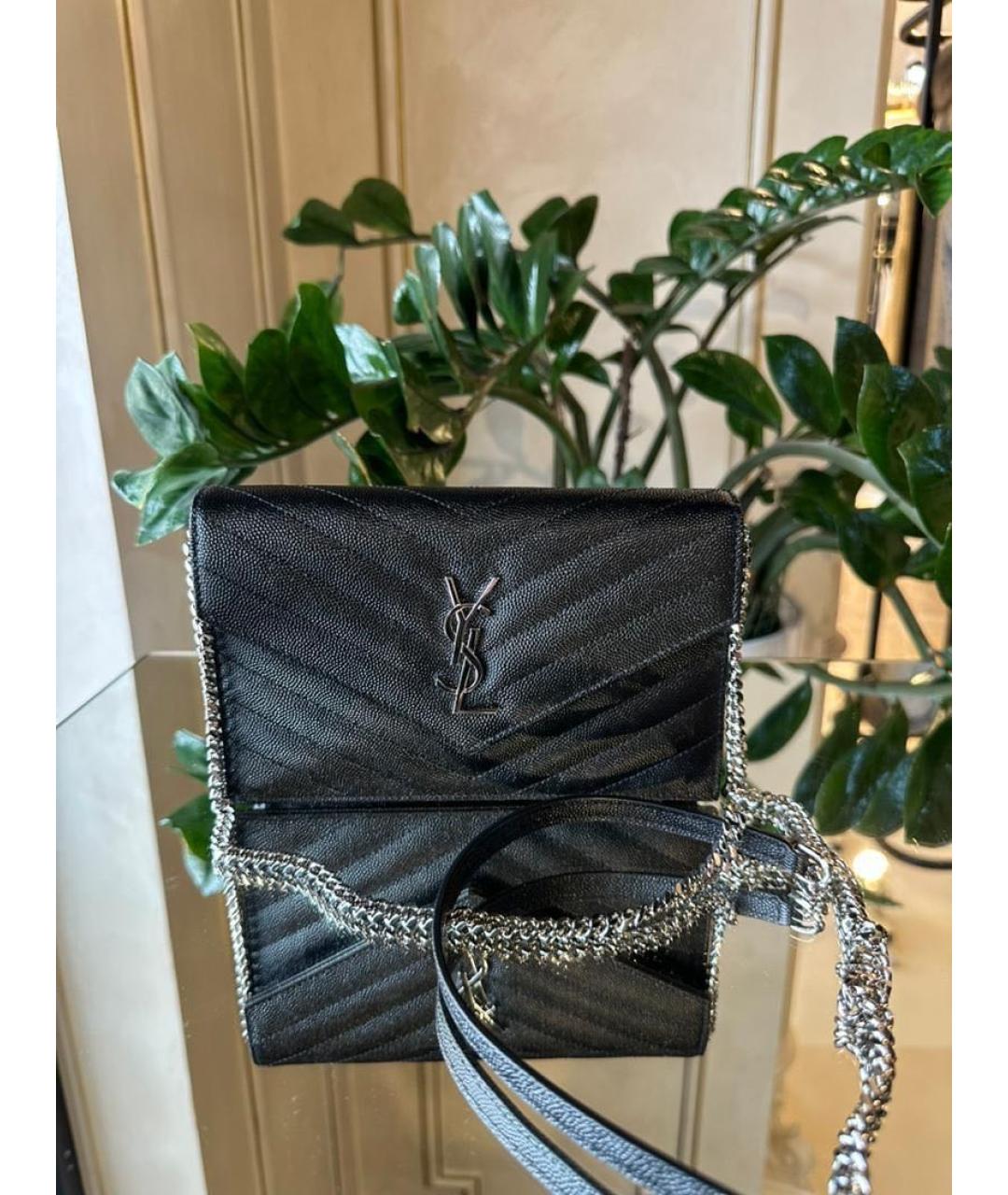 SAINT LAURENT Черная кожаная сумка через плечо, фото 3