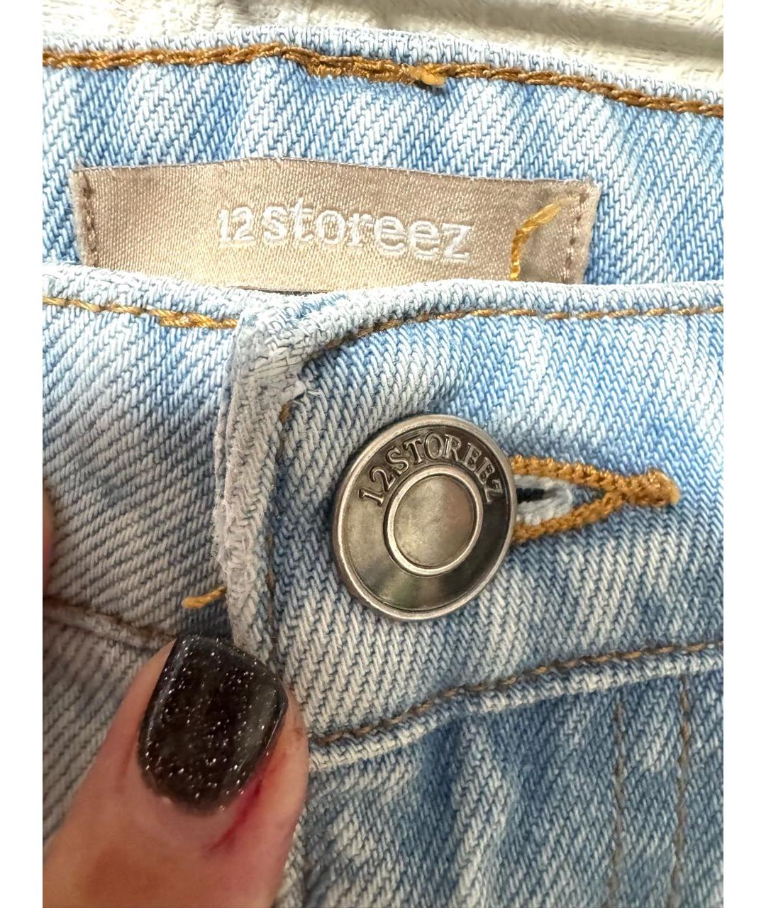 12 STOREEZ Голубые хлопковые джинсы слим, фото 3