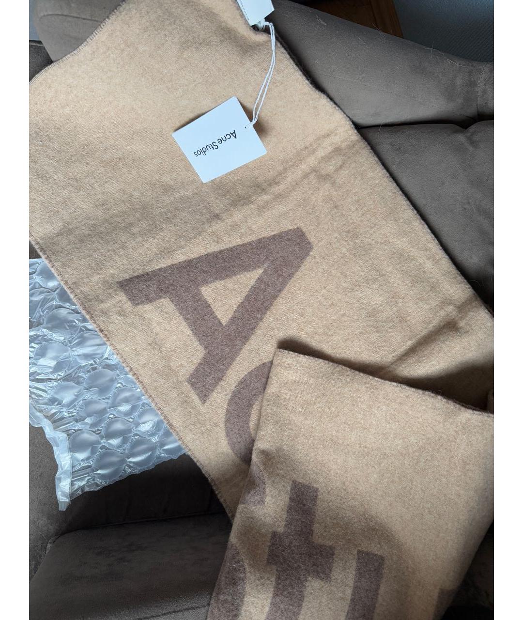 ACNE STUDIOS Бежевый шерстяной шарф, фото 2