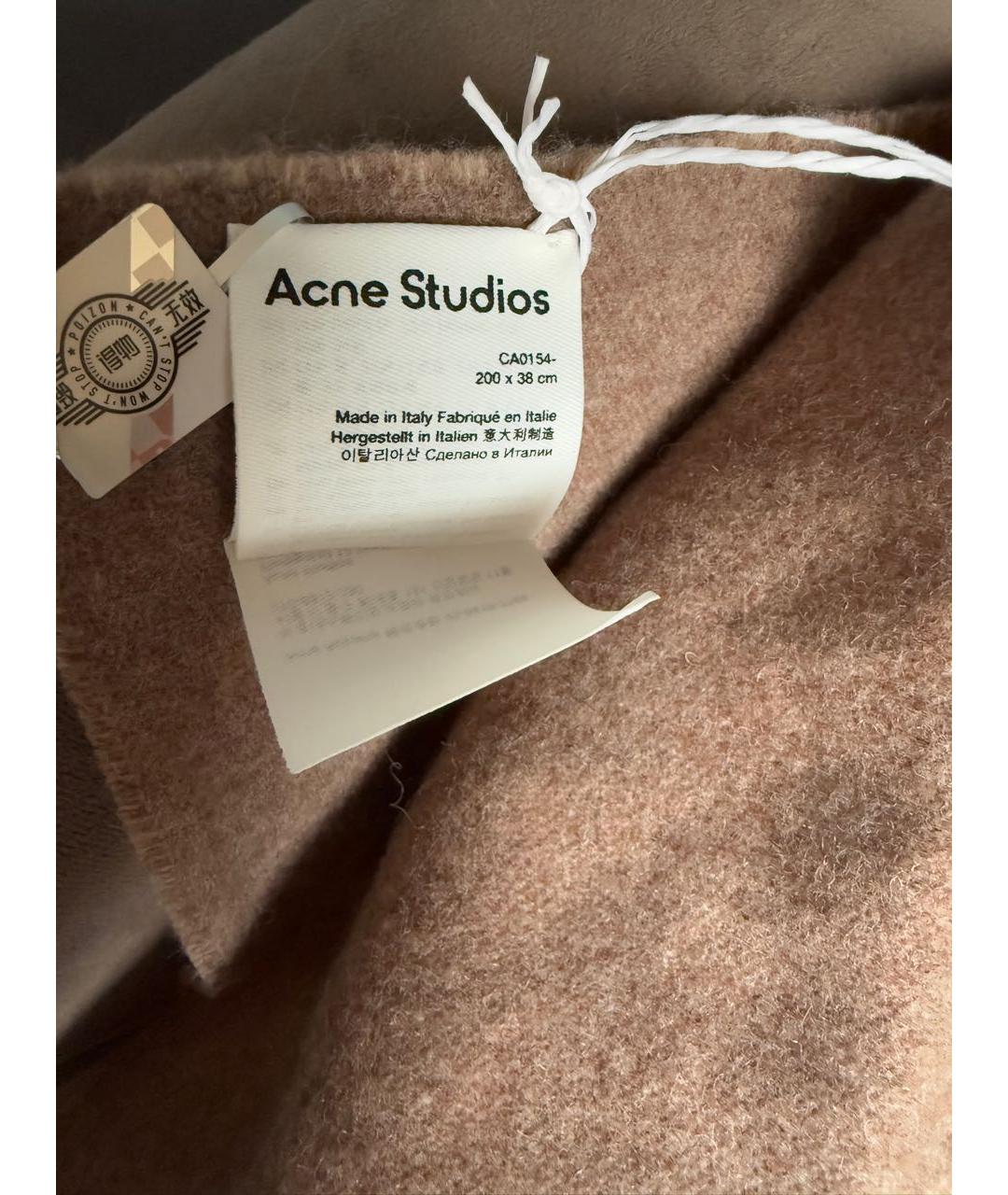 ACNE STUDIOS Бежевый шерстяной шарф, фото 4