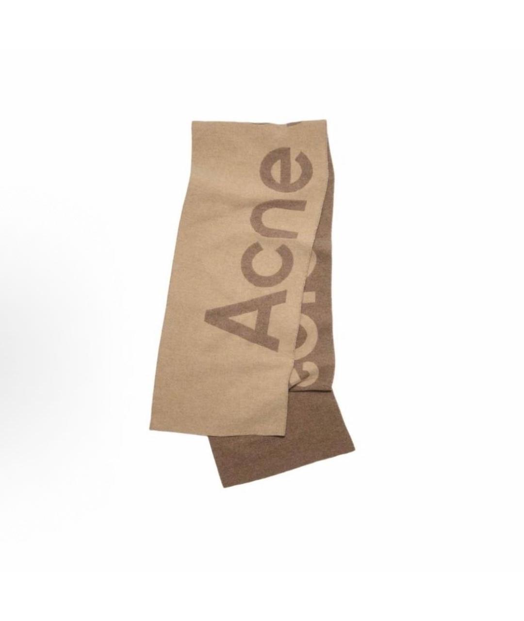 ACNE STUDIOS Бежевый шерстяной шарф, фото 6