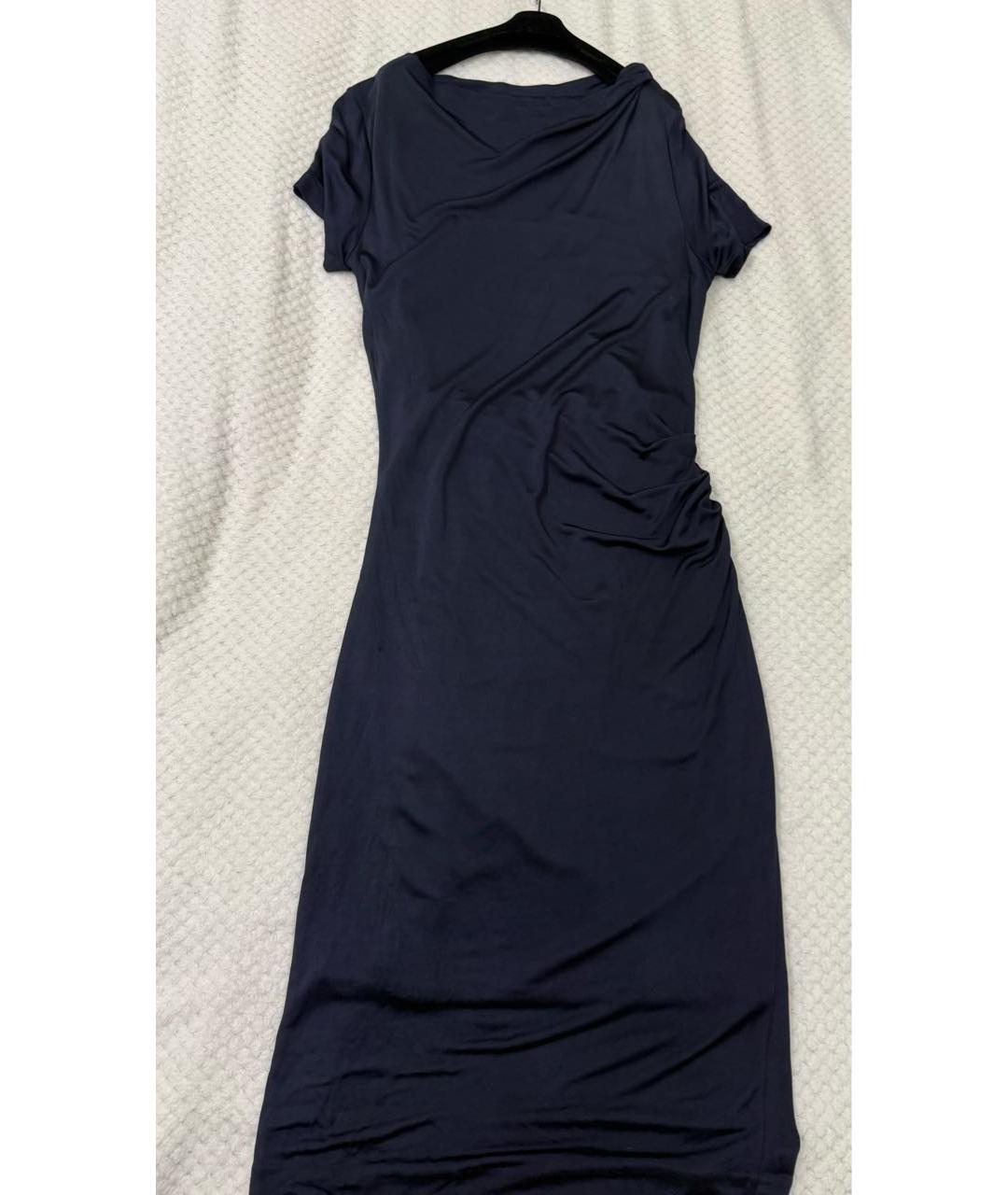 HUGO BOSS Темно-синее вискозное повседневное платье, фото 2