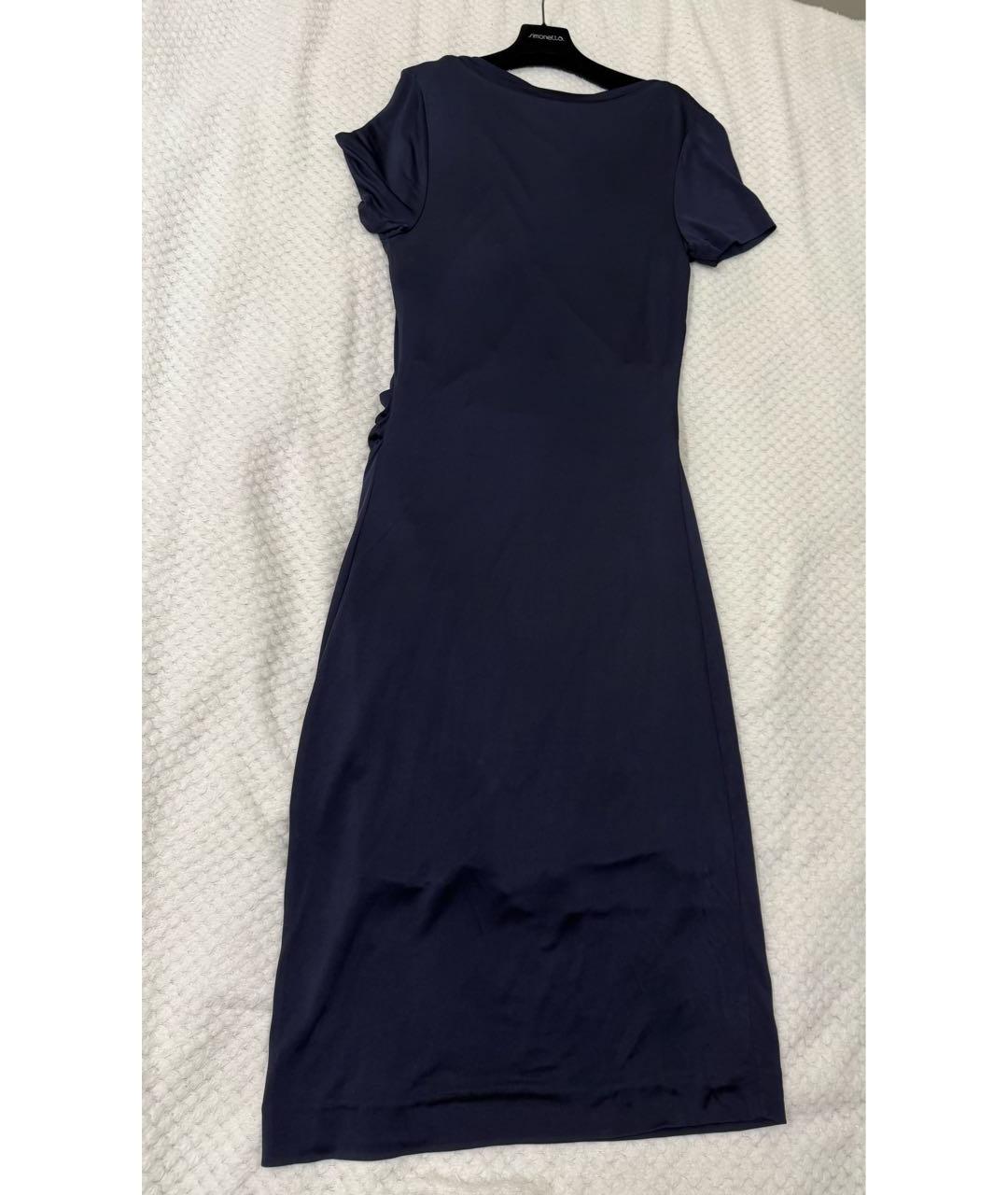 HUGO BOSS Темно-синее вискозное повседневное платье, фото 7