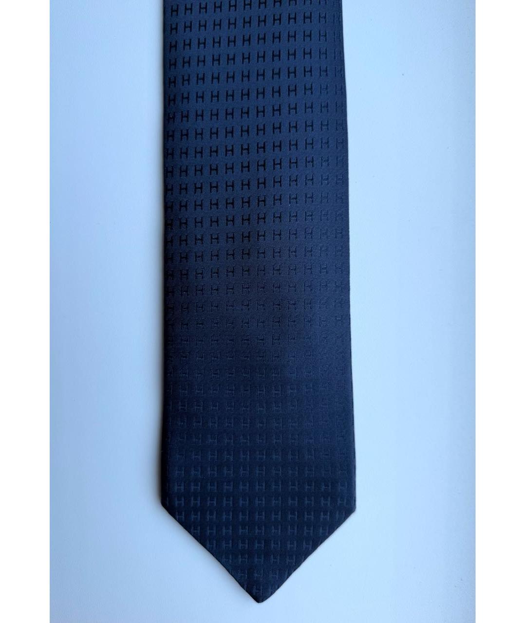 HERMES Темно-синий шелковый галстук, фото 5