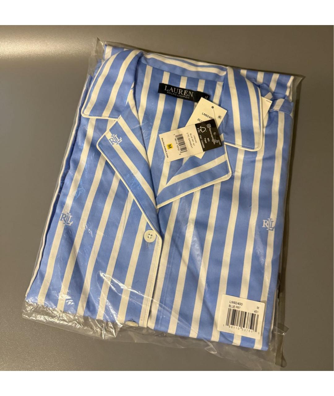 RALPH LAUREN Голубая вискозная пижама, фото 5