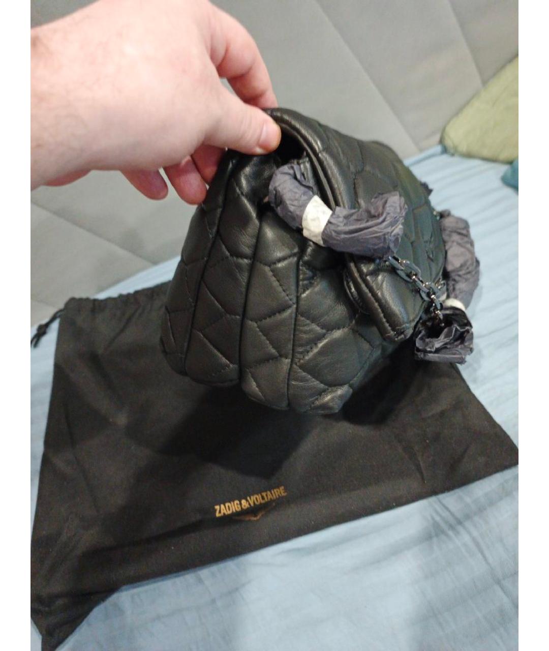 ZADIG & VOLTAIRE Черная кожаная сумка через плечо, фото 2