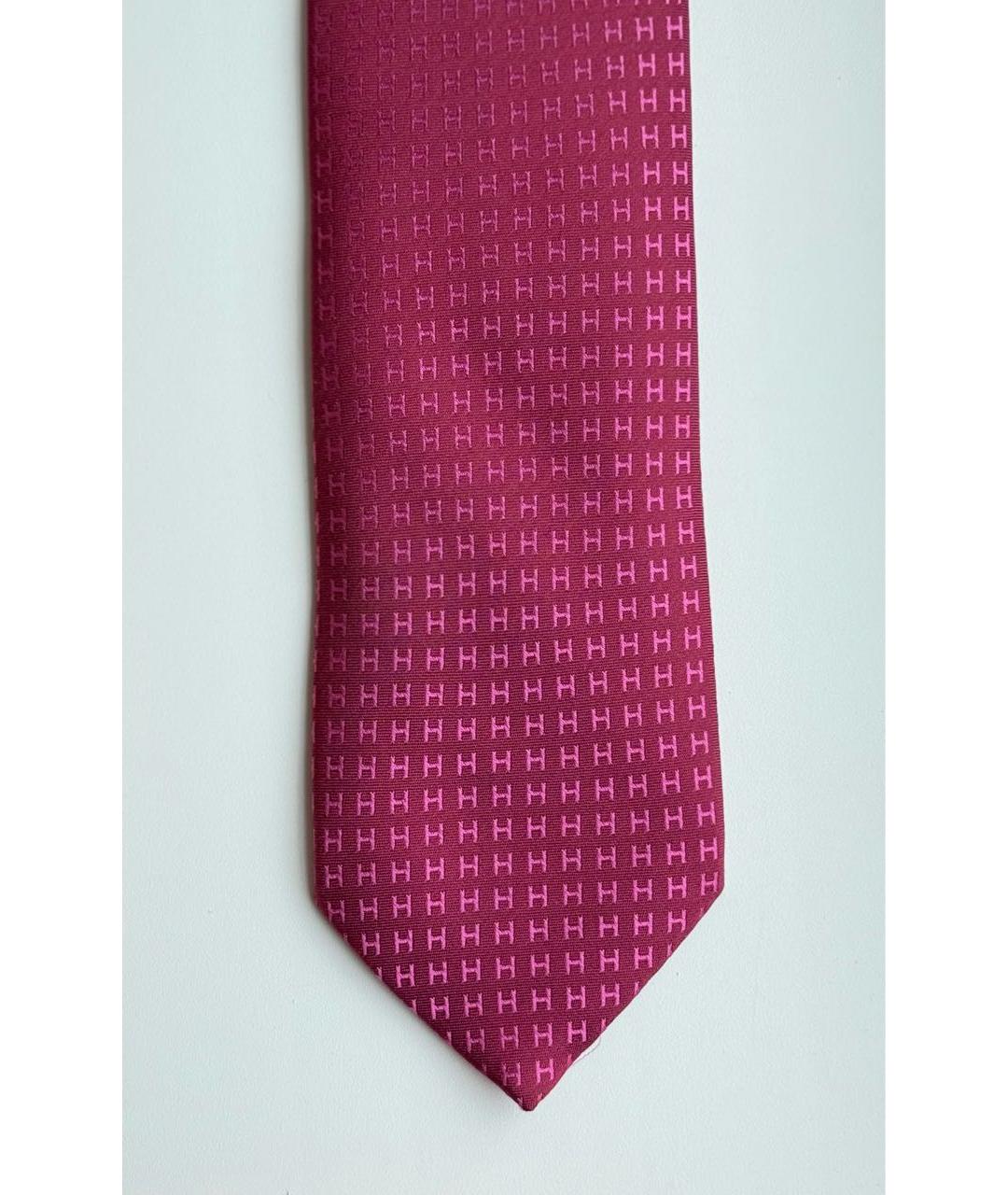 HERMES Бордовый шелковый галстук, фото 5