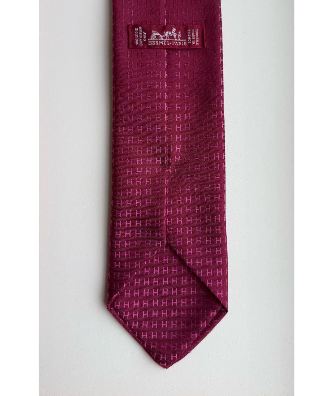 HERMES Бордовый шелковый галстук, фото 2