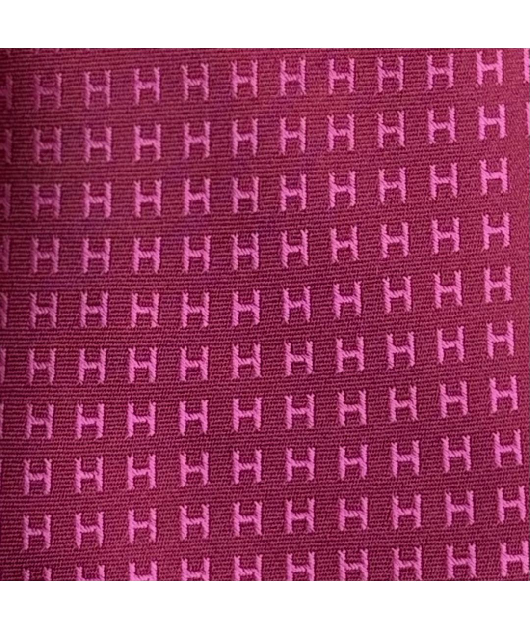 HERMES Бордовый шелковый галстук, фото 4