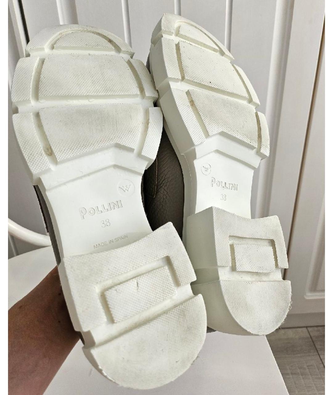 POLLINI Серые кожаные лоферы, фото 7