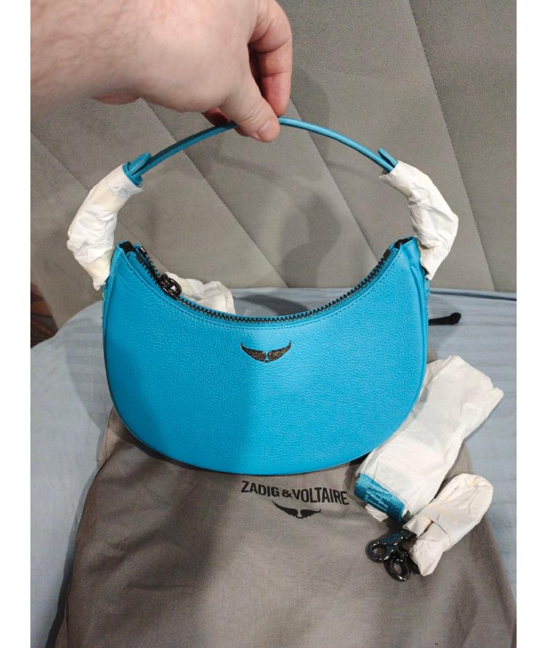 ZADIG & VOLTAIRE Бирюзовая кожаная сумка через плечо, фото 6