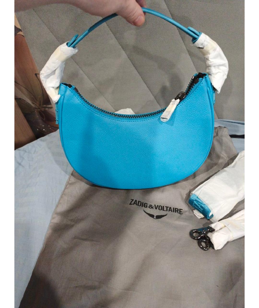 ZADIG & VOLTAIRE Бирюзовая кожаная сумка через плечо, фото 3