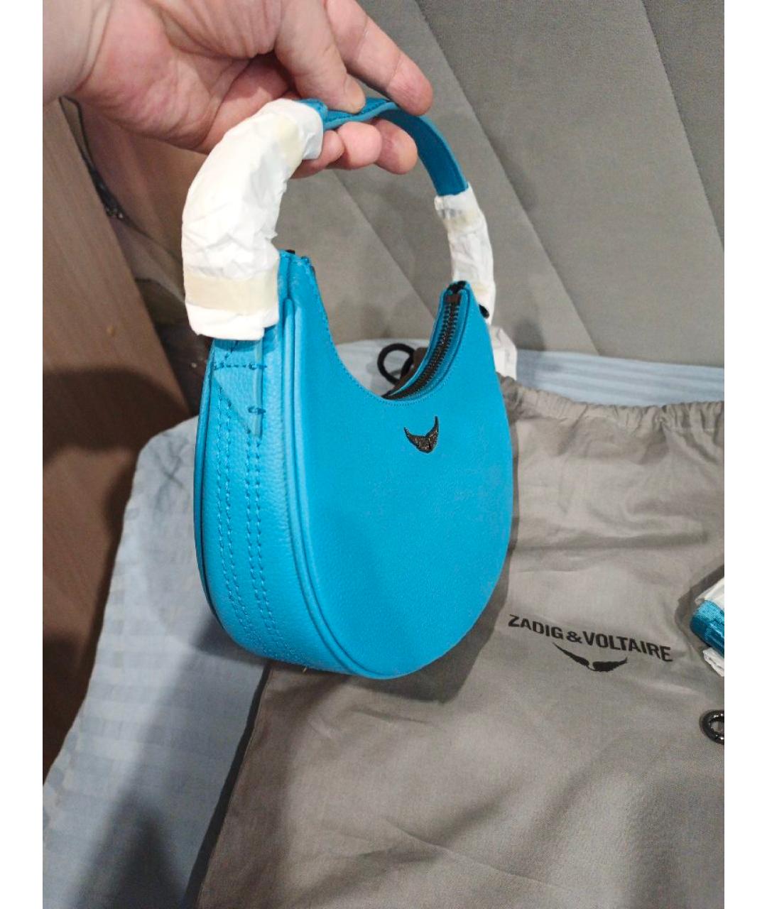 ZADIG & VOLTAIRE Бирюзовая кожаная сумка через плечо, фото 2