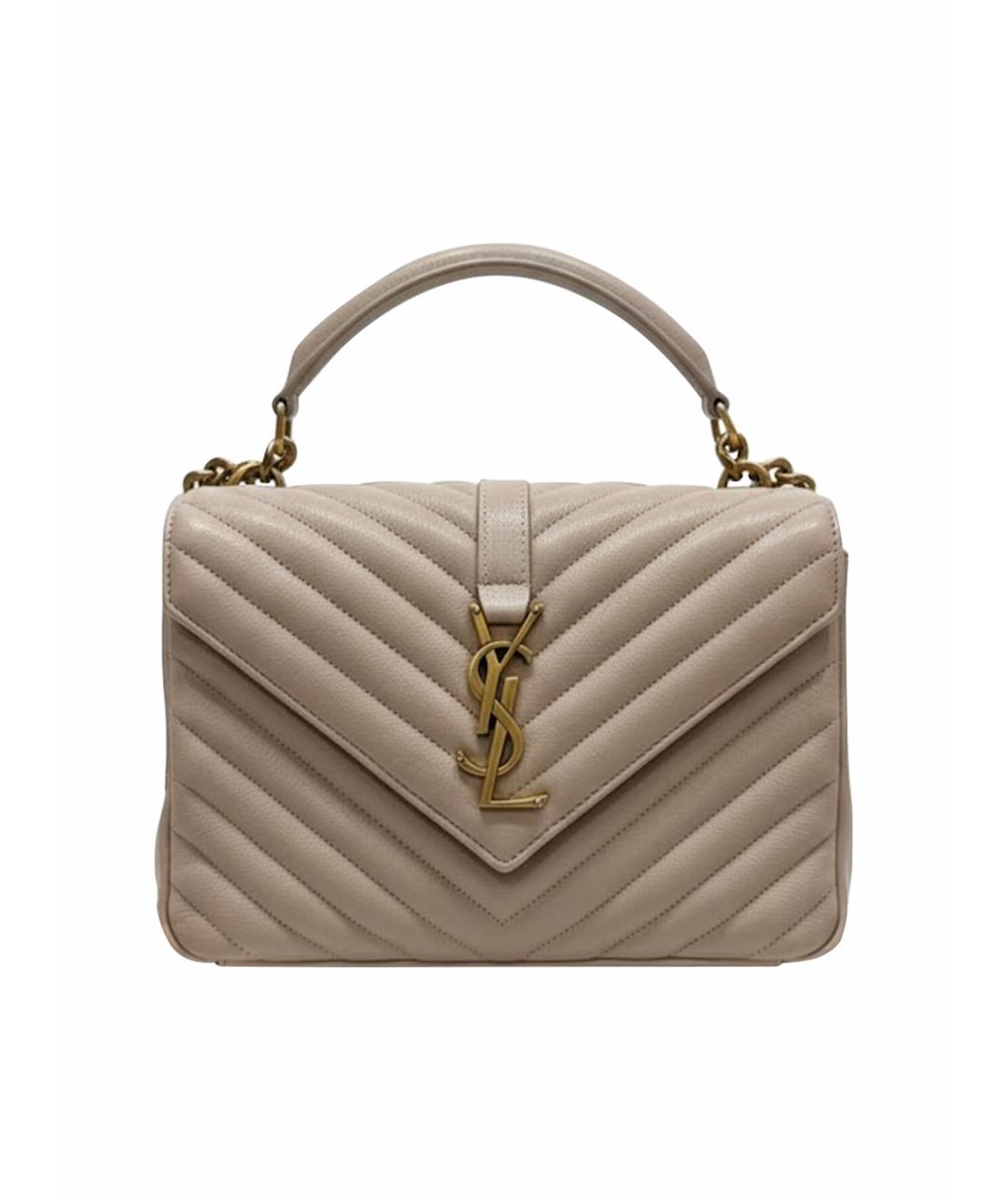 SAINT LAURENT Бежевая кожаная сумка через плечо, фото 1