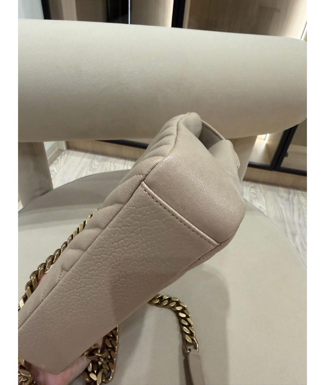 SAINT LAURENT Бежевая кожаная сумка через плечо, фото 4