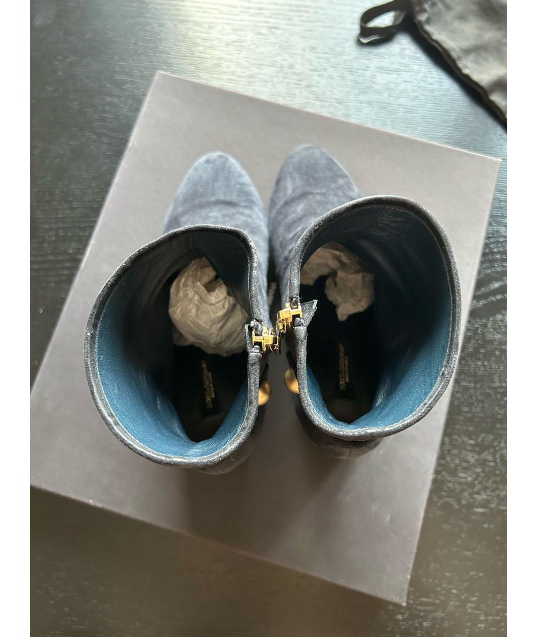 DOLCE&GABBANA Темно-синие замшевые ботильоны, фото 3