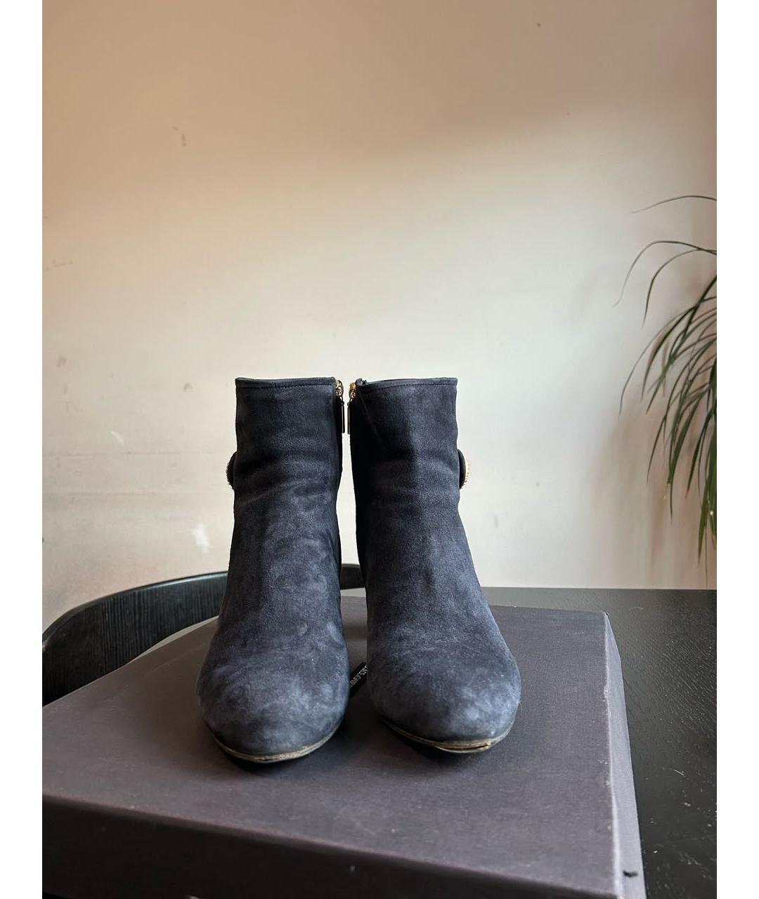DOLCE&GABBANA Темно-синие замшевые ботильоны, фото 2