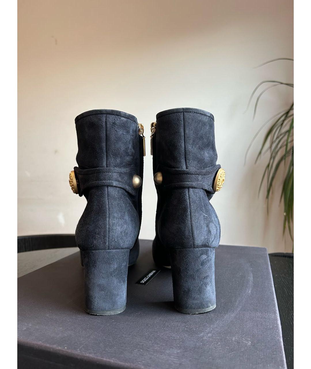 DOLCE&GABBANA Темно-синие замшевые ботильоны, фото 4