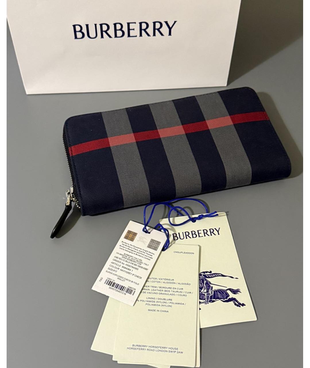 BURBERRY Черный кожаный кошелек, фото 2