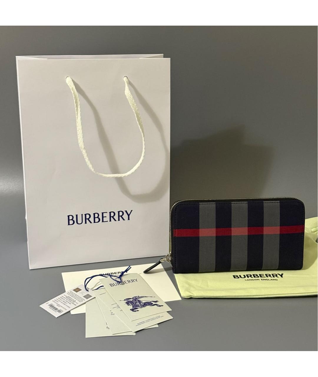 BURBERRY Черный кожаный кошелек, фото 4