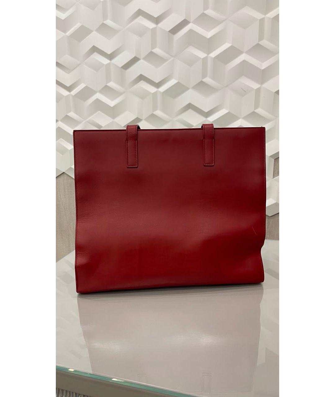 SAINT LAURENT Красная кожаная сумка с короткими ручками, фото 3