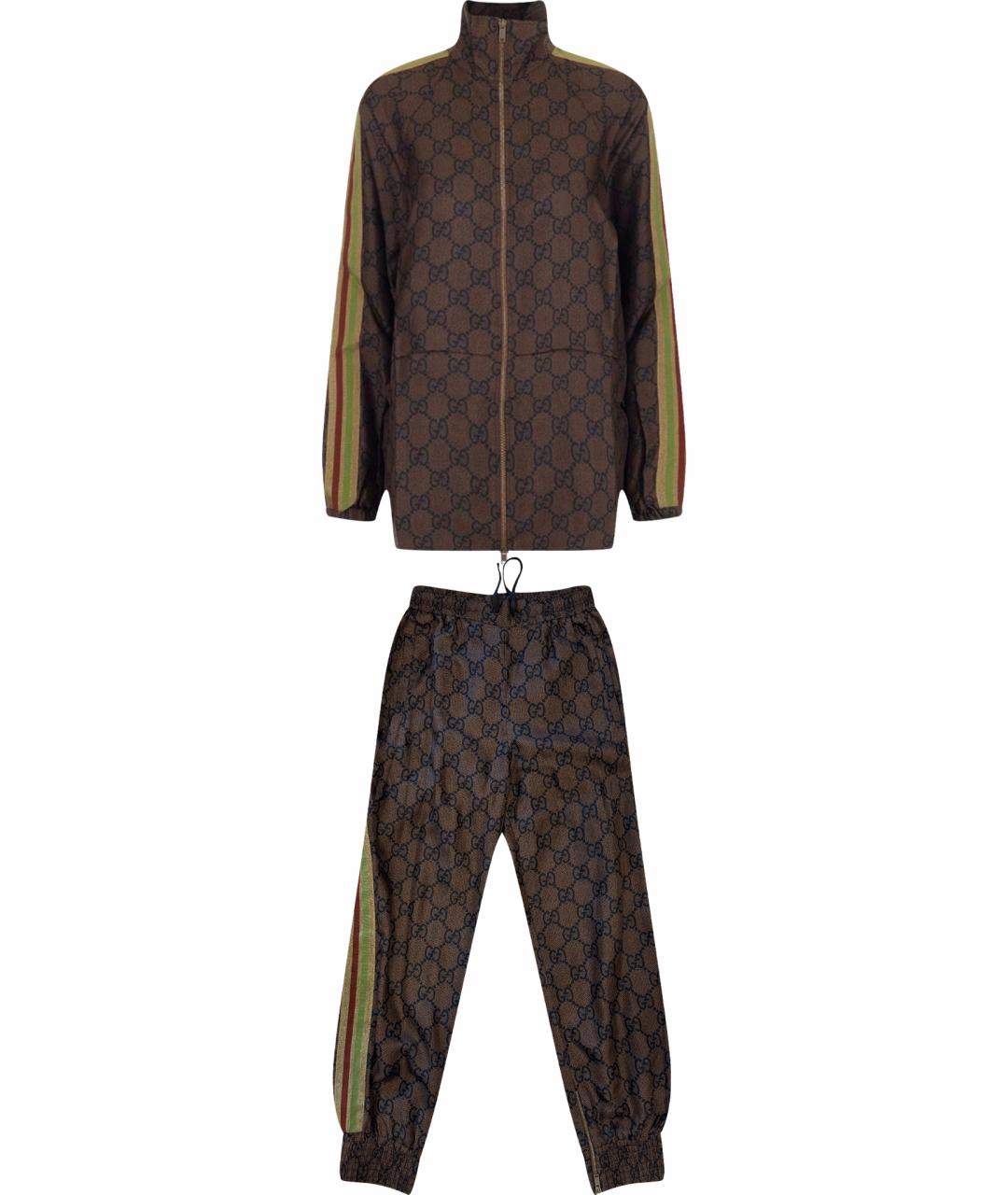 GUCCI Коричневый шелковый костюм с брюками, фото 1