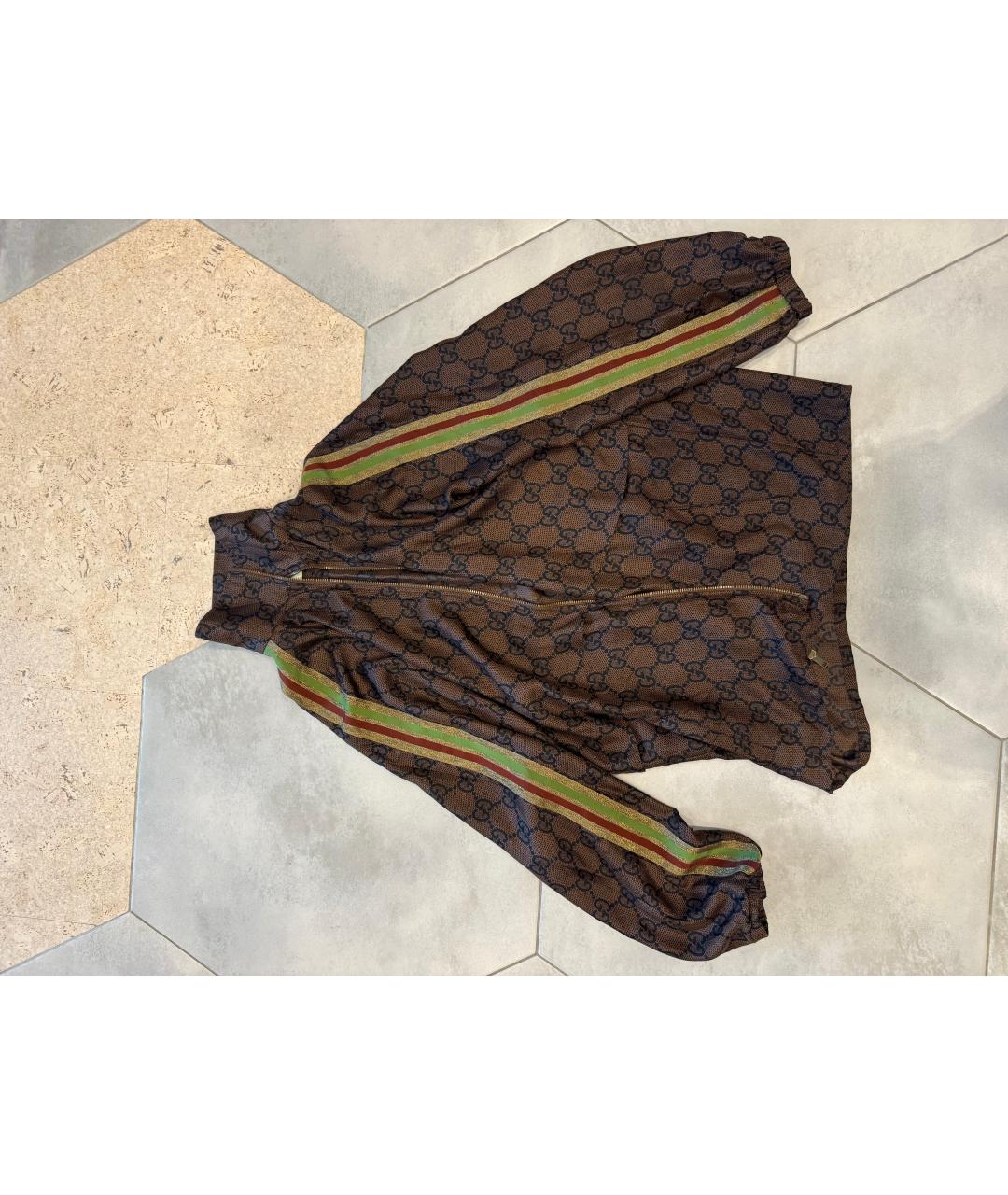 GUCCI Коричневый шелковый костюм с брюками, фото 4