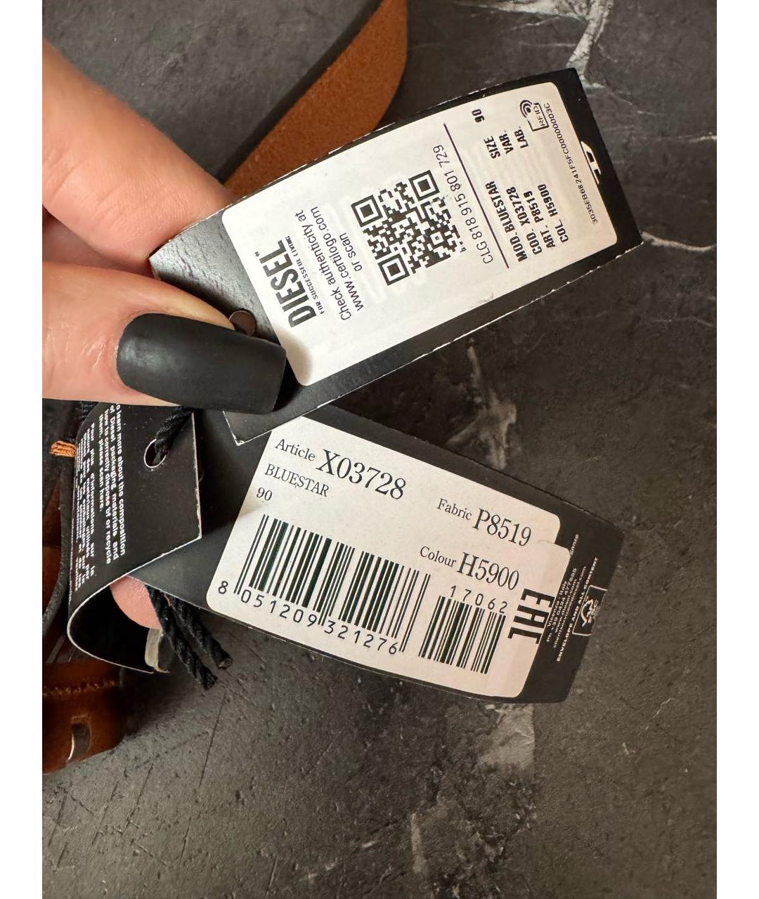 DIESEL Коричневый кожаный ремень, фото 7