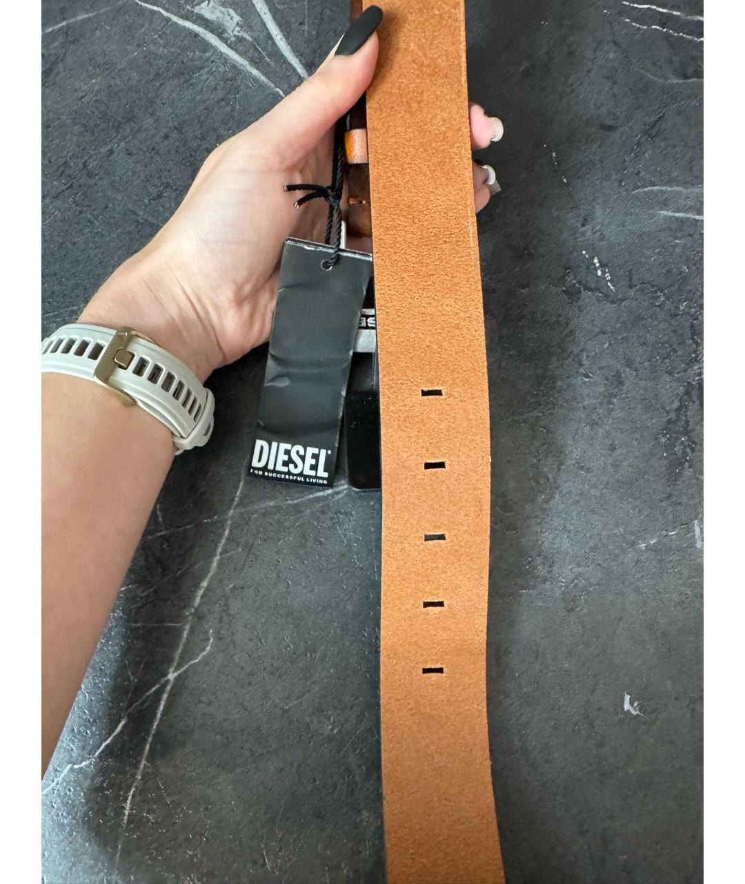 DIESEL Коричневый кожаный ремень, фото 3