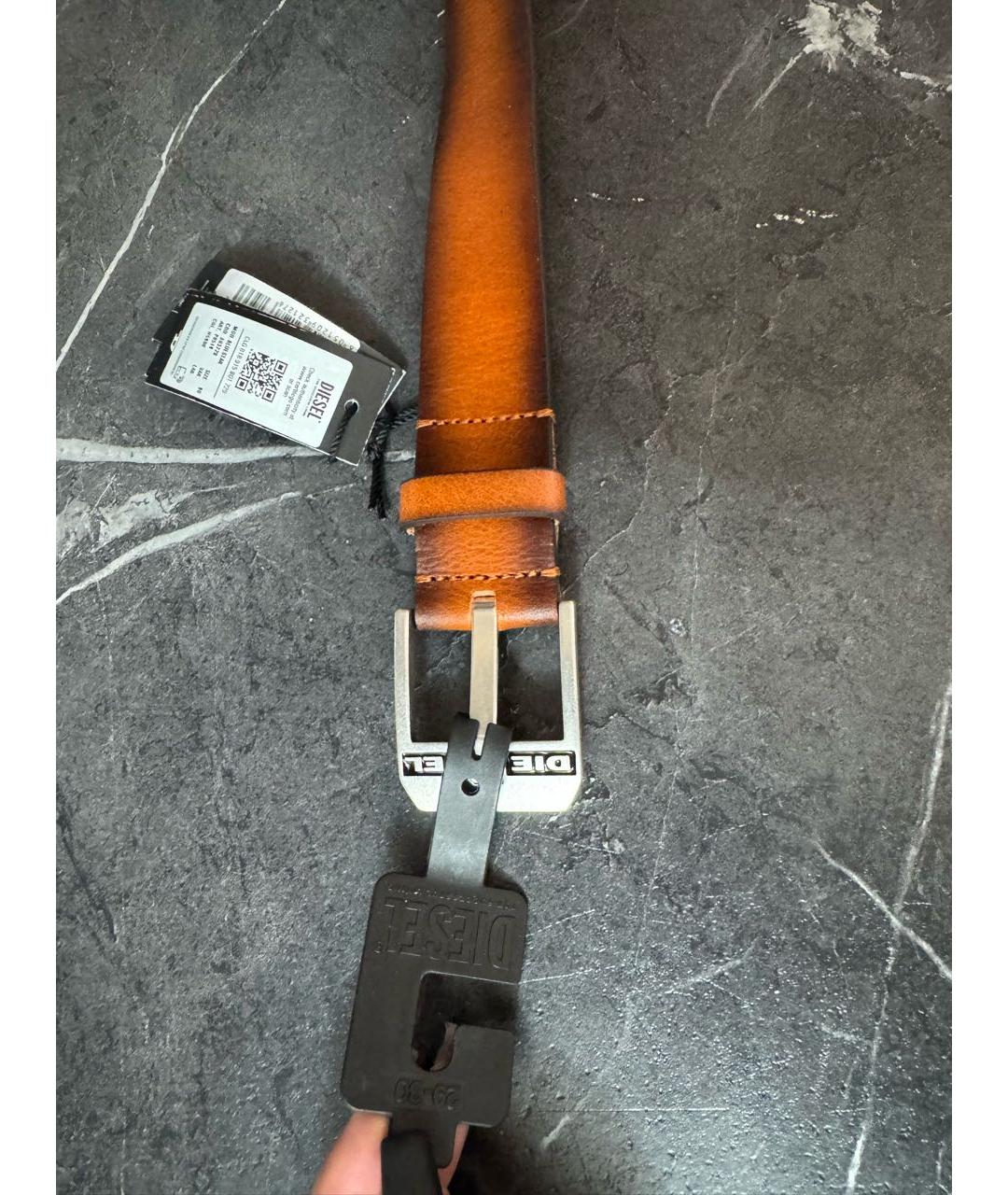 DIESEL Коричневый кожаный ремень, фото 2