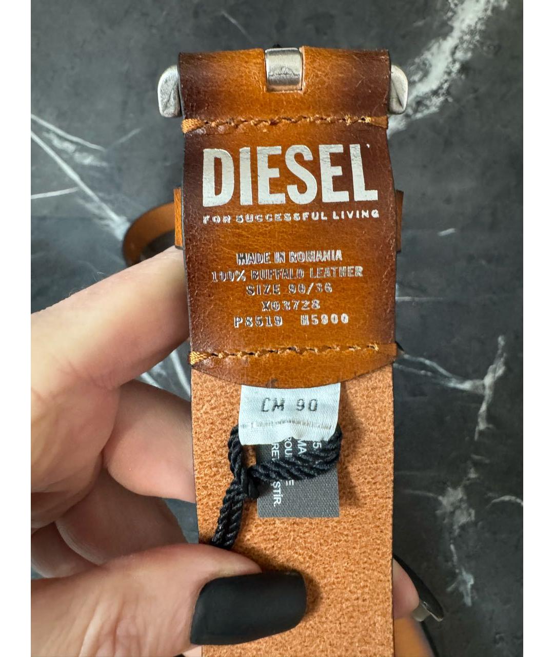 DIESEL Коричневый кожаный ремень, фото 4